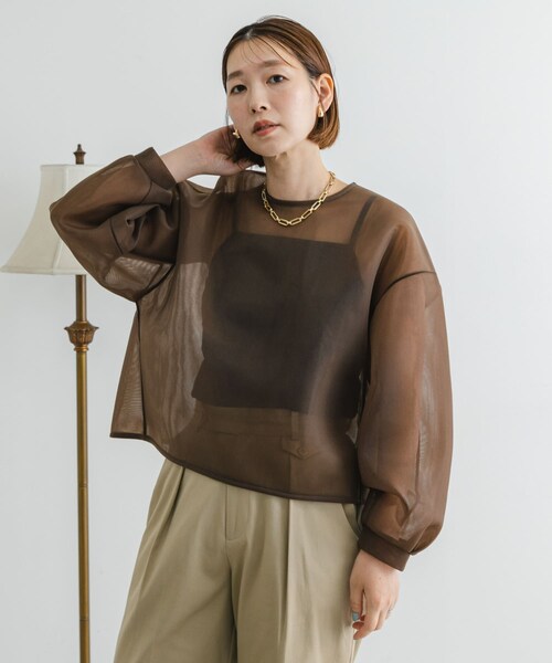 URBAN RESEARCH ROSSO（アーバンリサーチロッソ）の「F by ROSSO　シアーショートブラウス（シャツ/ブラウス・レディース・BLACK/BROWN・FREE）」の17枚目の写真