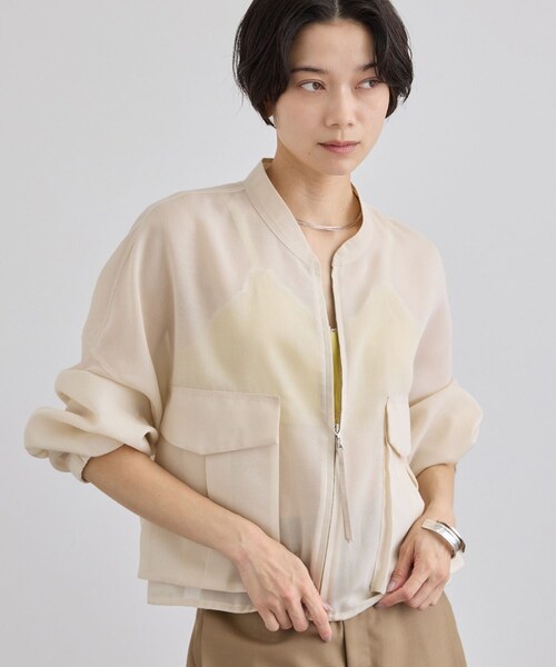 ADAM ET ROPE'(アダムエロペ)の「シアーツイルジップブルゾン(ブルゾン・レディース・キナリ/ブラウン・F)」の12枚目の写真