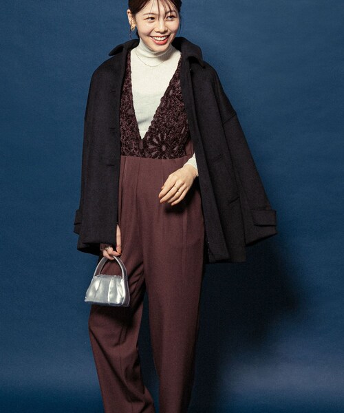 URBAN RESEARCH ROSSO（アーバンリサーチロッソ）の「F by ROSSO　モールレース切替オールインワン（サロペット/オーバーオール・レディース・BROWN/BLACK・36/38）」の13枚目の写真