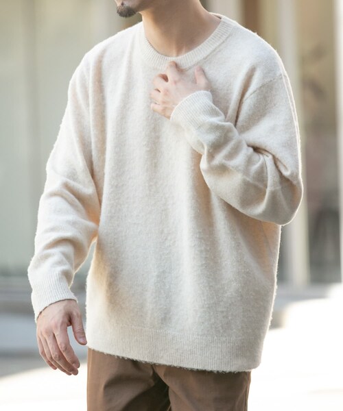 URBAN RESEARCH ROSSO（アーバンリサーチロッソ）の「『XLサイズあり』ウールシャギーニット（ニット/セーター・メンズ・KHAKI/IVORY/GREIGE/GRAY/NAVY/BLACK・S/M/L/XL）」の9枚目の写真
