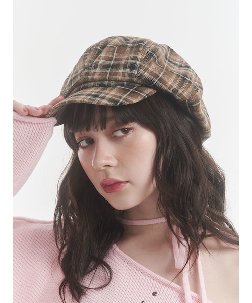 jouetie（ジュエティ）の「チェックパターンビッグキャスケット（キャスケット・レディース・ブルー/ブラウン・F）」の5枚目の写真