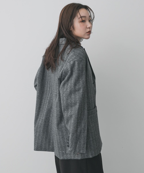 SENSE OF PLACE by URBAN RESEARCH（センスオブプレイスバイアーバンリサーチ）の「ジャージーメルトンテーラード（テーラードジャケット・レディース・BLK×WHT/BRN×BLK・One）」の5枚目の写真