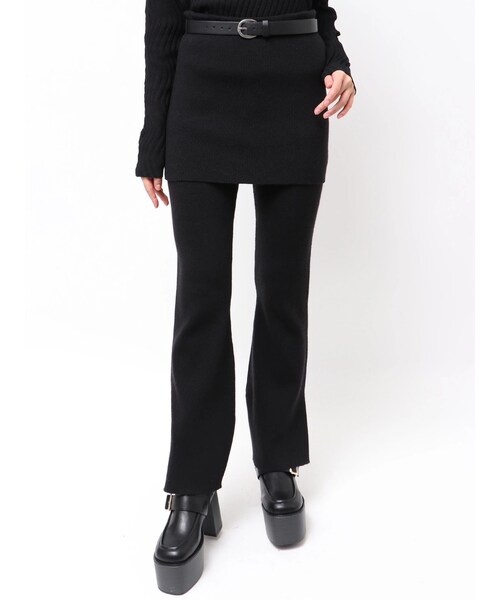 MURUA（ムルーア）の「スカートレイヤードニットフレアパンツ（その他パンツ・レディース・グレー/ブラック・F）」の2枚目の写真