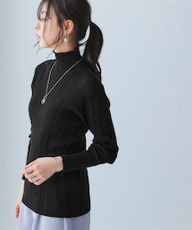 nissen | 綿100%ハイネックランダムリブニット<大きいサイズ有>(ニット/セーター)