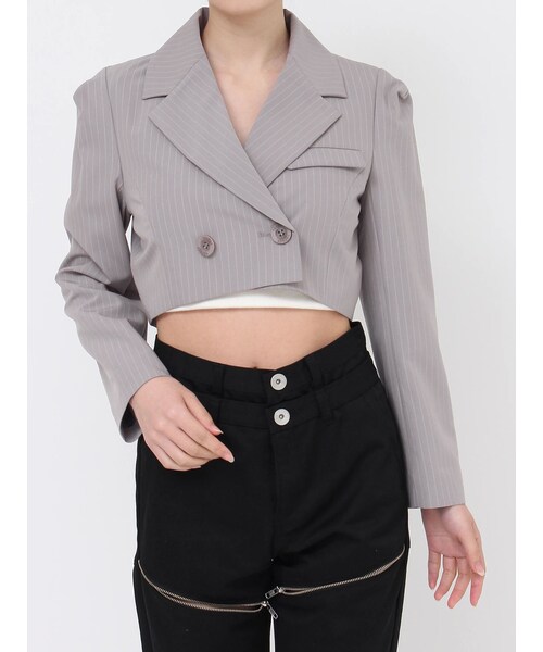 GYDA（ジェイダ）の「ショートダブルジャケット【SETUP着用可】（テーラードジャケット・レディース・オフホワイト/グレー/ブラック・F）」の3枚目の写真