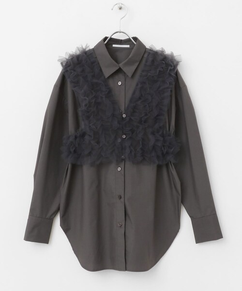 KBF（ケイビーエフ）の「シアーフリルSETシャツ（シャツ/ブラウス・レディース・BLUE×BLUE/PINK×GRAY/CCL×CCL・one）」の12枚目の写真