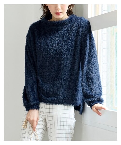 nissen（ニッセン）の「大きいサイズ ヘアリーニットソーボトルネックプルオーバー（ニット/セーター・レディース・スカーレット/ネイビー/ライトグレー/アクアグリーン・L~LL相当/3L~4L相当/5L~6L相当/8L相当/10L相当）」の16枚目の写真