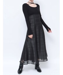 MERCURYDUO | シアーチェックニットドッキングワンピース(ワンピース)