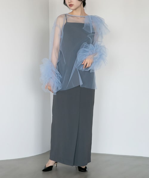 URBAN RESEARCH ROSSO（アーバンリサーチロッソ）の「ANDRESD　blooming tulle dress（ワンピース・レディース・L/BLUE/BLACK・36/38）」の2枚目の写真