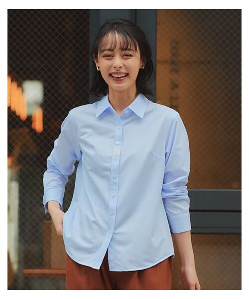 nissen（ニッセン）の「＜大きいサイズ＞トリコットカラーシャツ（吸汗速乾・ストレッチ・形態安定）（シャツ/ブラウス・レディース・サックス系ストライプ/チャコール系ストライプ/ネイビー系ストライプ・L/LL/3L/4L/5L/6L/8L/10L）」の14枚目の写真