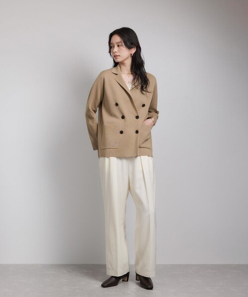 ROPE'（ロペ）の「ミラノリブ ニットダブルジャケット/イージーケア（テーラードジャケット・レディース・ベージュ/ネイビー・36/38）」の15枚目の写真