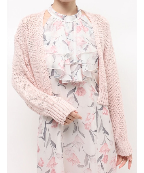 MERCURYDUO（マーキュリーデュオ）の「透かし編みラメ混ボレロカーディガン（カーディガン/ボレロ・レディース・オフホワイト/ライトグレー/ブラック/ピンク/アイスブルー・F）」の5枚目の写真