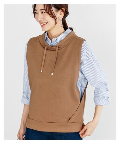 nissen（ニッセン）の「スウェットベスト【OtonaSMILE】（Tシャツ/カットソー・レディース・黒/モカ・M/L/LL/3L/4L/5L）」の2枚目の写真