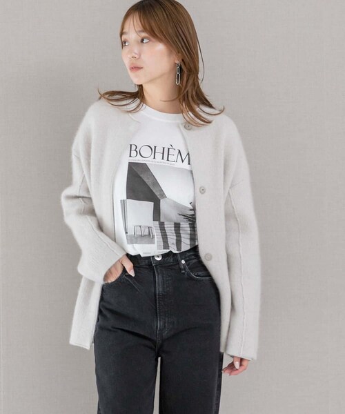 URBAN RESEARCH ROSSO（アーバンリサーチロッソ）の「エアリーニットジャケット（カーディガン/ボレロ・レディース・L/GRAY/YELLOW/MOCHA・FREE）」の9枚目の写真