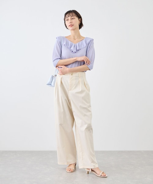 ROPE' PICNIC(ロペピクニック)の「タックデザインチノパンツ/UVカット(チノパンツ・レディース・オフホワイト/ベージュ/カーキ・L/M)」の8枚目の写真