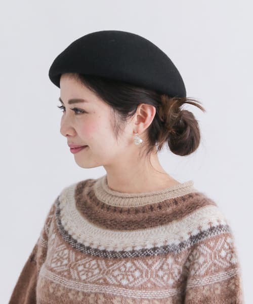URBAN RESEARCH Sonny Label（アーバンリサーチサニーレーベル）の「ラウンドウールベレー帽∴（ハンチング/ベレー帽・レディース・ブラック/ベージュ/チャコールグレー・one）」の5枚目の写真