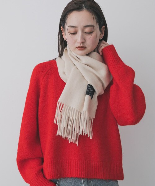 SENSE OF PLACE by URBAN RESEARCH（センスオブプレイスバイアーバンリサーチ）の「カシミヤミックスウールストール（マフラー・レディース・BLACK/IVORY/MOCHA・one）」の18枚目の写真