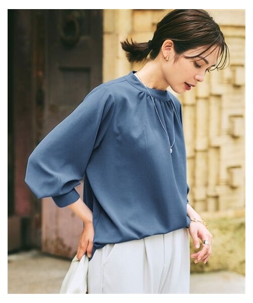nissen（ニッセン）の「【とろみ素材】バルーンスリーブブラウス（シャツ/ブラウス・レディース・エクリュ(旧)/ダスティピンク(リニューアル前)/ボルドー(旧)/キャメル(旧)/黒(旧)/ブルー(リニューアル前)/オフホワイト(旧)/エクリュ/ボルドー/キャメル/黒/ブルー/オフホワイト・S/M/L/LL/3L/4L/5L/6L/8L/10L）」の10枚目の写真