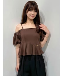 MERCURYDUO | ポンチペプラムバルーンスリーブトップス(Tシャツ/カットソー)