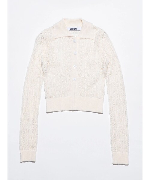 EMODA（エモダ）の「【VEQUM】OPEN WORK KNIT SHIRT（カーディガン/ボレロ・レディース・ホワイト/ブラック/ライトミックス・F）」の2枚目の写真