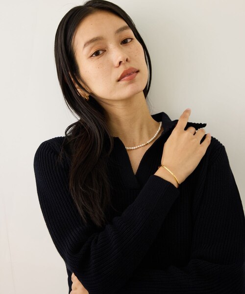 ROPE'（ロペ）の「オーガニックコットンポロニットプルオーバー/イージーケア（ニット/セーター・レディース・ホワイト系/ネイビー/レッド系/ピンク・F）」の9枚目の写真