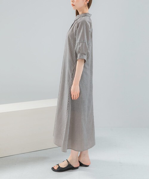URBAN RESEARCH ROSSO（アーバンリサーチロッソ）の「『WEB限定』イージーリネンシャツワンピース（ワンピース・レディース・BRN/ST/NAVY/BRN/ST-1・Free）」の12枚目の写真