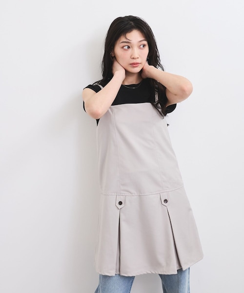 VIS（ビス）の「キャミソールミニワンピース（ワンピース・レディース・ライトグレー/カーキ・M/S）」の2枚目の写真