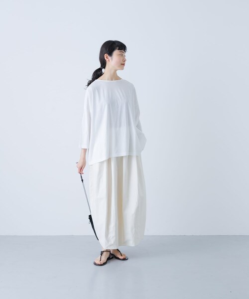かぐれ（カグレ）の「ボートネック7分袖ワイドカットソー（Tシャツ/カットソー・レディース・OFF/PINK/SMOKE NAVY・FREE）」の8枚目の写真