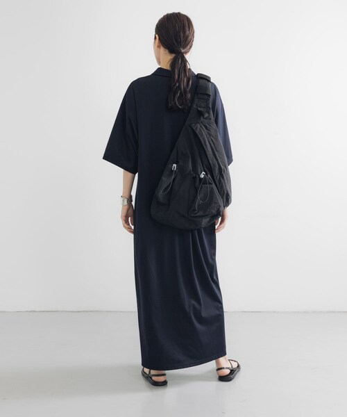 URBAN RESEARCH（アーバンリサーチ）の「レーヨンナイロンシャツカラーワンピース（ワンピース・レディース・BORDEAUX/NAVY・FREE）」の9枚目の写真