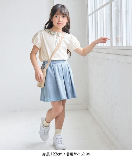 ROPE' PICNIC（ロペピクニック）の「【KIDS/キッズ】プチフラワー衿付きトップス/セットアップ対応（Tシャツ/カットソー・キッズ・ブラック/オフホワイト・L/M/S）」の13枚目の写真
