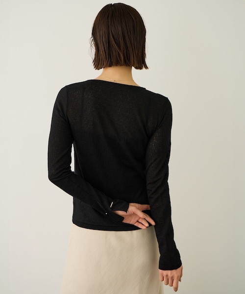 ROPE'（ロペ）の「コットンシアーロングスリーブカットソー/イージーケア（Tシャツ/カットソー・レディース・ブラック/ホワイト/ブラウン・F）」の9枚目の写真