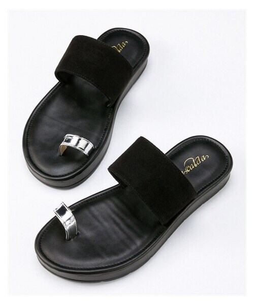 nissen（ニッセン）の「【ゆったり幅広】曲がるクッションソールフラットサンダル（ワイズ４Ｅ）（サンダル・メンズ・黒/ライトベージュ/ブルー・M=23.0~23.5cm/4E/L=24.0~24.5cm/4E/LL=25.0~25.5cm/4E/3L=26.0~26.5cm/4E）」の6枚目の写真