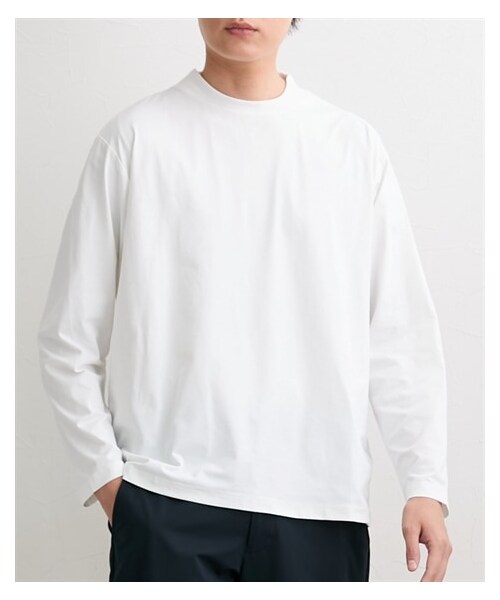 nissen（ニッセン）の「背中が蒸れにくい背面メッシュ衿高長袖Tシャツ(吸汗速乾・ストレッチ)（Tシャツ/カットソー・メンズ・オフホワイト/グレー/黒・M/L/LL/3L/4L/5L/6L）」の8枚目の写真