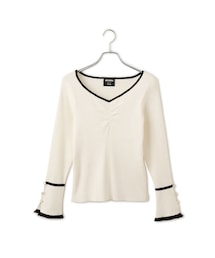 MARY QUANT | 【MARY QUANT×VIS】袖デイジーボタンVネックリブニット(ニット/セーター)
