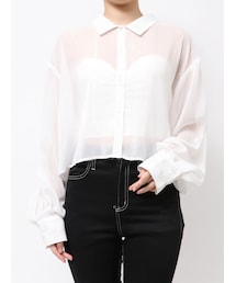 GYDA | SHEERラメショートシャツ(シャツ/ブラウス)