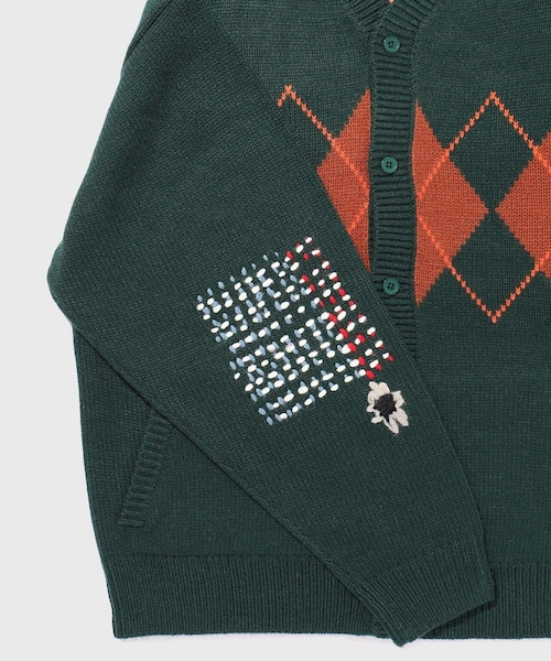 ADAM ET ROPE'(アダムエロペ)の「【RICE NINE TEN/ライス ナイン テン】ARGYLE CARDIGAN(カーディガン/ボレロ・メンズ・ダークグリーン/ネイビー/ワイン・1/2)」の12枚目の写真