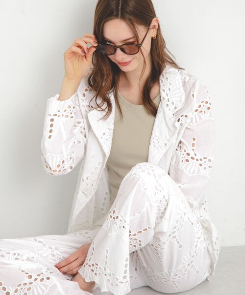 URBAN RESEARCH Sonny Label（アーバンリサーチサニーレーベル）の「コットンレースジャケット（テーラードジャケット・レディース・ブラック/オフ・FREE）」の4枚目の写真