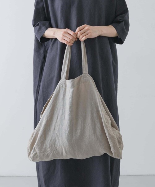 かぐれ（カグレ）の「リネンビッグトートバッグ（トートバッグ・レディース・SMOKE PINK/BEIGE/BLUE GREEN/CHARCOAL/YELLOW KHK・FREE）」の11枚目の写真