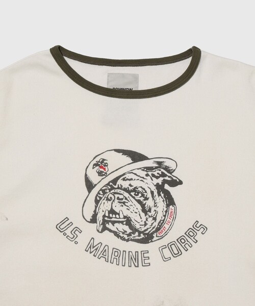 ADAM ET ROPE'(アダムエロペ)の「【BOWWOW/バウワウ】USMC BULLDOG RIBBED SS CS AGING(Tシャツ/カットソー・メンズ・ホワイト系・L/M/XL)」の5枚目の写真