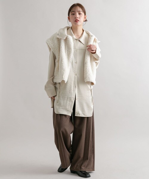 KBF（ケイビーエフ）の「マルチWAYボアジャケット（テーラードジャケット・レディース・BEIGE/IVORY/BLACK・one）」の17枚目の写真