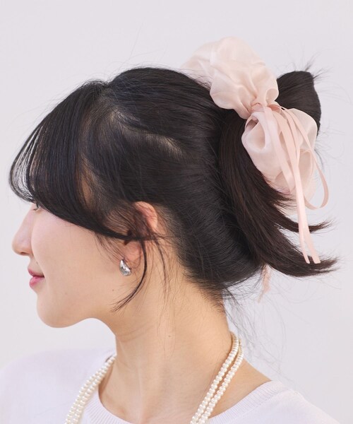 VIS(ビス)の「シフォンリボンシュシュ(シュシュ・レディース・ブラック/ベージュ・F)」の7枚目の写真