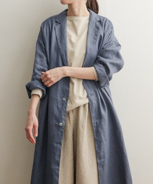 URBAN RESEARCH DOORS(アーバンリサーチドアーズ)の「リネンワイドチェスターコート(チェスターコート・レディース・NATURAL/BLUE・1)」の18枚目の写真