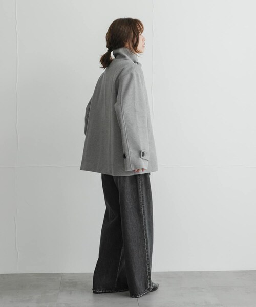 URBAN RESEARCH Sonny Label（アーバンリサーチサニーレーベル）の「メルトンジャージースタンドカラーコート（テーラードジャケット・レディース・L.グレー/チャコールグレー/モカ・Free）」の20枚目の写真