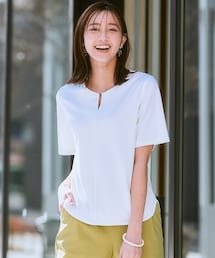 nissen | 【ひんやり接触冷感】シルケット加工メタルパーツカットソートップス＜大きいサイズ有＞(Tシャツ/カットソー)