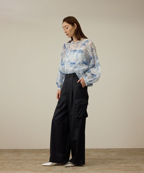 ROPE'（ロペ）の「【洗える】シャイニーサテンパンツ/一部セットアップ対応（カーゴパンツ・レディース・ブラック/オフホワイト/オレンジ・36/38）」の22枚目の写真