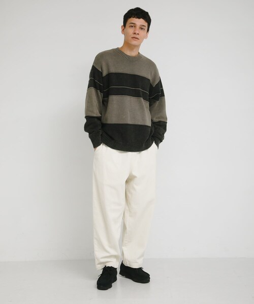 URBAN RESEARCH Sonny Label（アーバンリサーチサニーレーベル）の「ピグメントパネルボーダーニット（ニット/セーター・メンズ・ブラック/ネイビー・M/L）」の9枚目の写真