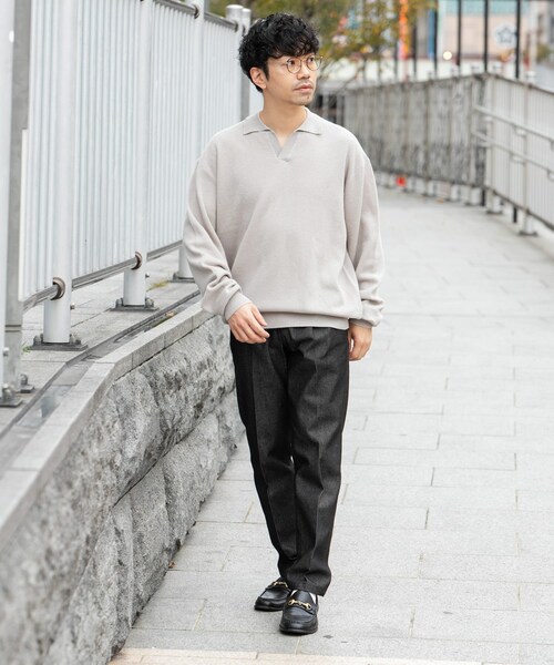 URBAN RESEARCH ROSSO（アーバンリサーチロッソ）の「『WEB限定』変形カノコスキッパーニットポロ（ニット/セーター・メンズ・BLACK/NAVY/LIGHT GRAY・M/L）」の19枚目の写真