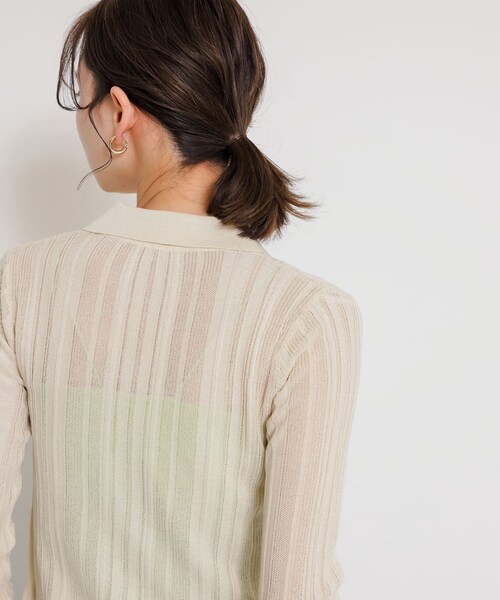 SENSE OF PLACE by URBAN RESEARCH（センスオブプレイスバイアーバンリサーチ）の「ランダムリブニットカーディガン（カーディガン/ボレロ・レディース・IVORY/BLACK/PINK・one）」の5枚目の写真