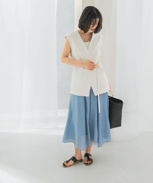 URBAN RESEARCH ROSSO（アーバンリサーチロッソ）の「コットンシルクヘムデザインギャザースカート（スカート・レディース・red/sax/darkbrown・FREE）」の21枚目の写真