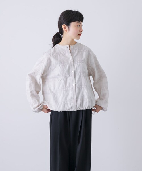 シャドーチェックドロストカーディガン